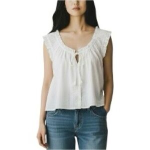 J. Crew Luna Cotton Crinkle White Lace Top NWT XS